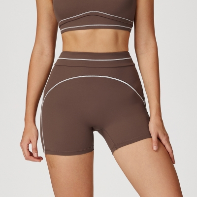 High-Waisted Folded Waist Yoga Shorts 7028