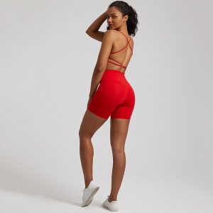 Cross Back Bra Breathable Compression Shorts Yoga Wear Set SKL-LQ7359
