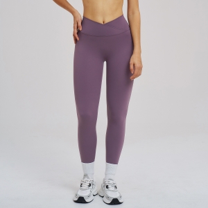 Cross-Waist Tight-Fitting Brushed Yoga Leggings ECK5544-1
