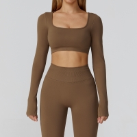 Seamless Hollow-Out Back Yoga Long Sleeve 7026