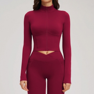 Stand-collar Zipper-Front Slim-Fit Fashion Jacket EWT2539