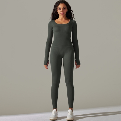 Long-sleeve One-piece Suit Breathable Quick-drying One-piece Jumpsuit  6653